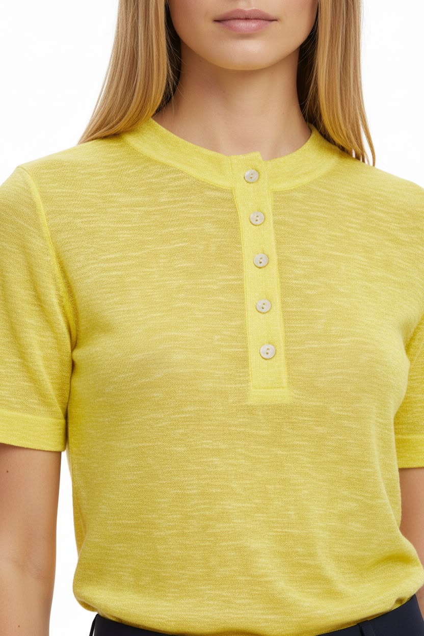 Camiseta em malha devore com abotoamento frontal - Imagem 3