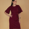 VESTIDO BORDO COM MANGA FLARE - Thumbnail Image 1