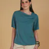 BLUSA DECOTE ASSIMÉTRICO COM PREGAS - Thumbnail Image 1